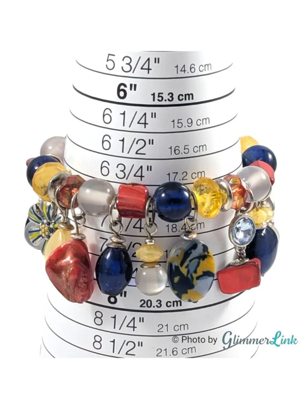 Multicolor Charm Bracelet Dangle Beads Enamel Flower Stretch Y2K Style